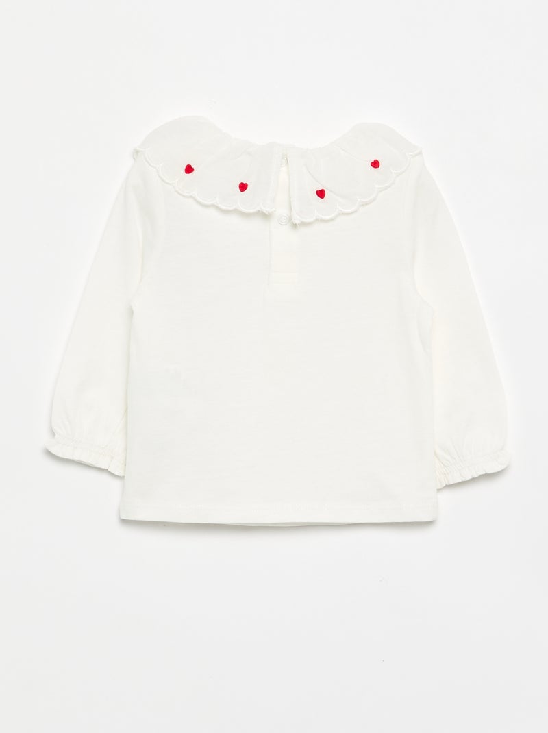 T-shirt con colletto Claudine Bianco - Kiabi