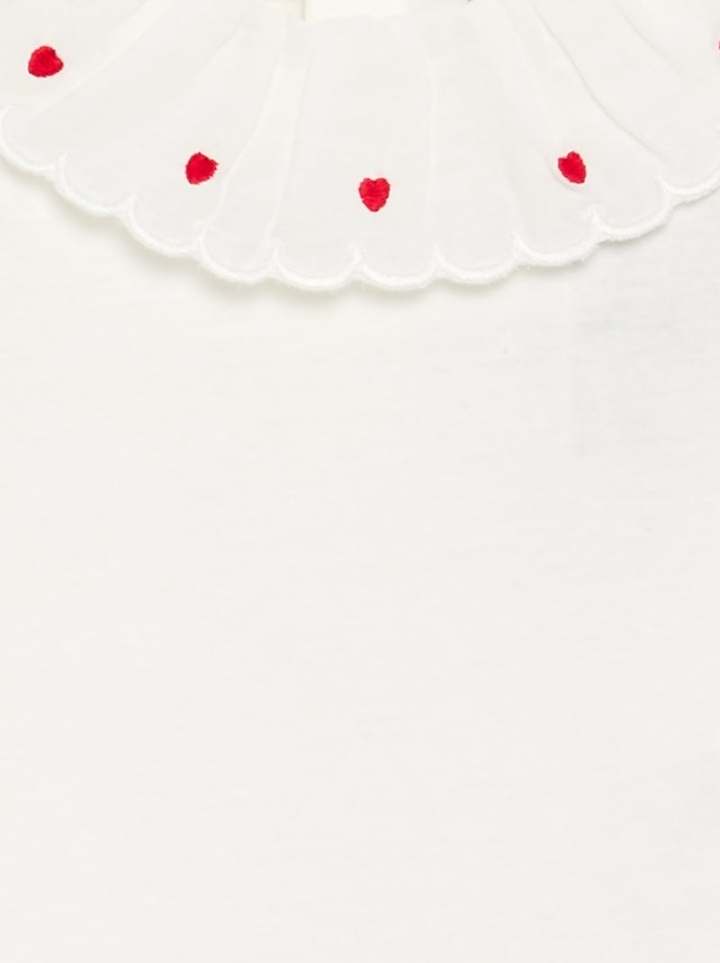 T-shirt con colletto Claudine Bianco - Kiabi