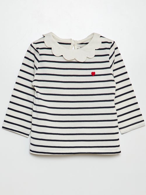T-shirt con colletto rotondo arricciato - Kiabi T-shirt con colletto rotondo arricciato - Kiabi