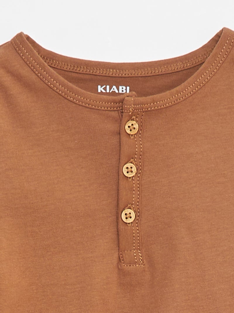 T-shirt con collo serafino Beige - Kiabi