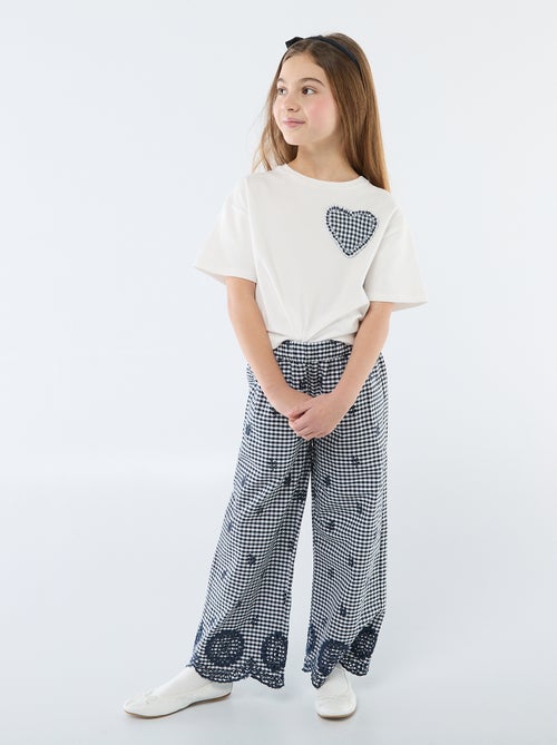 T-shirt con patch vichy - Kiabi
