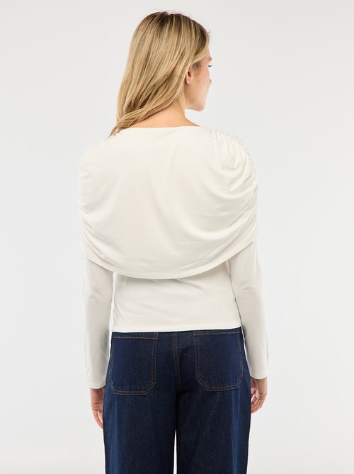 T-shirt con scollo a barca drappeggiato - Kiabi