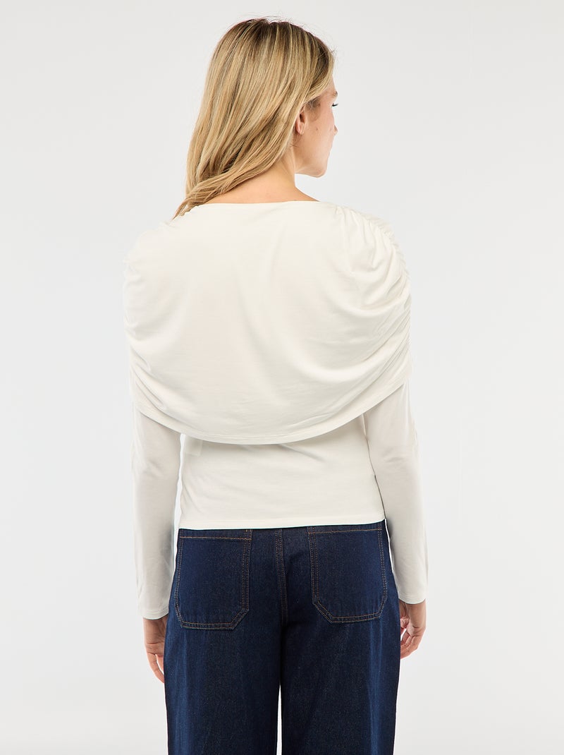 T-shirt con scollo a barca drappeggiato Bianco - Kiabi