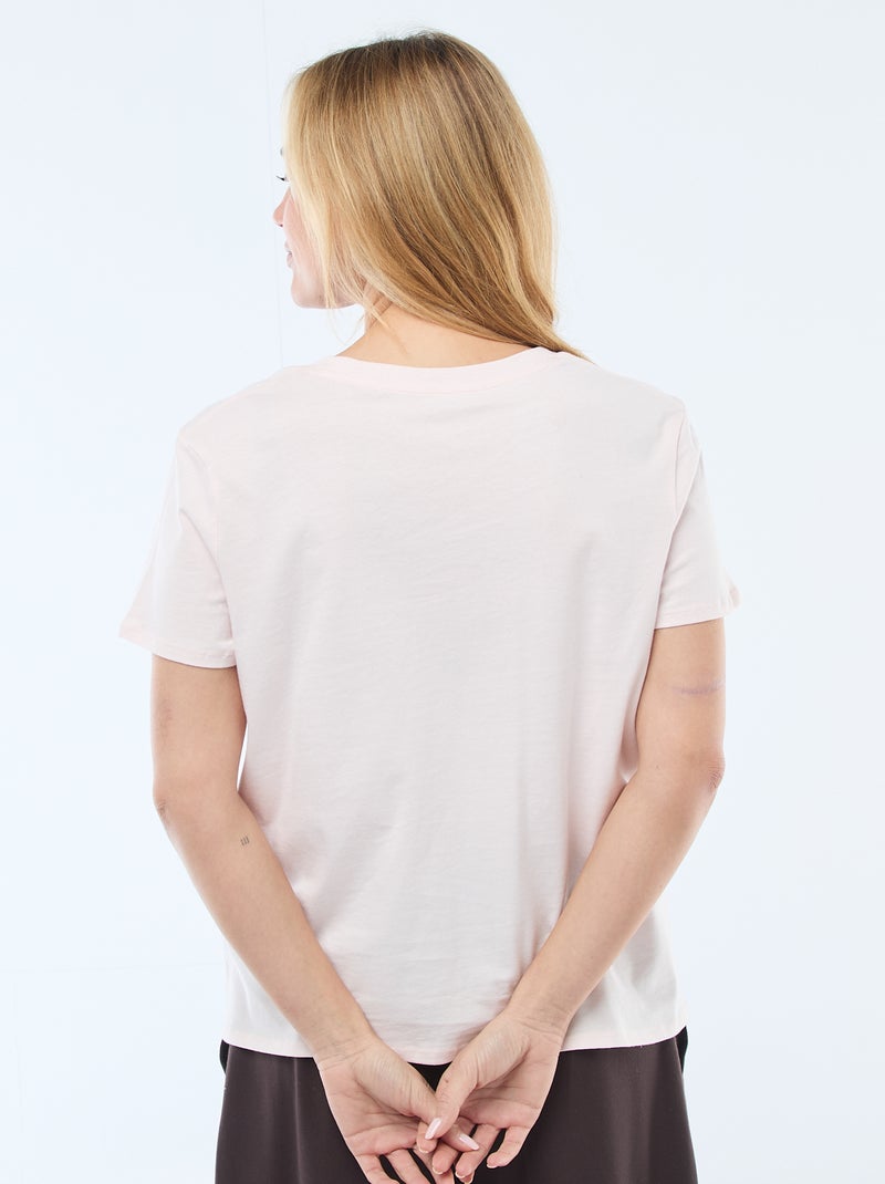 T-shirt con scollo a V Rosa - Kiabi