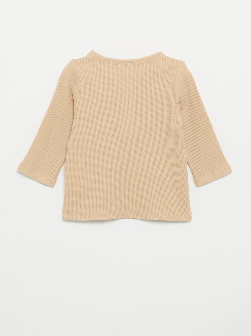 T-shirt con scollo alla tunisina Beige - Kiabi