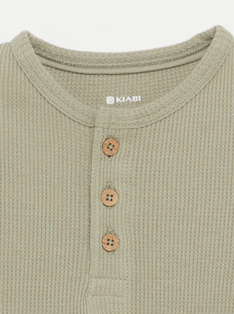 T-shirt con scollo alla tunisina Verde - Kiabi
