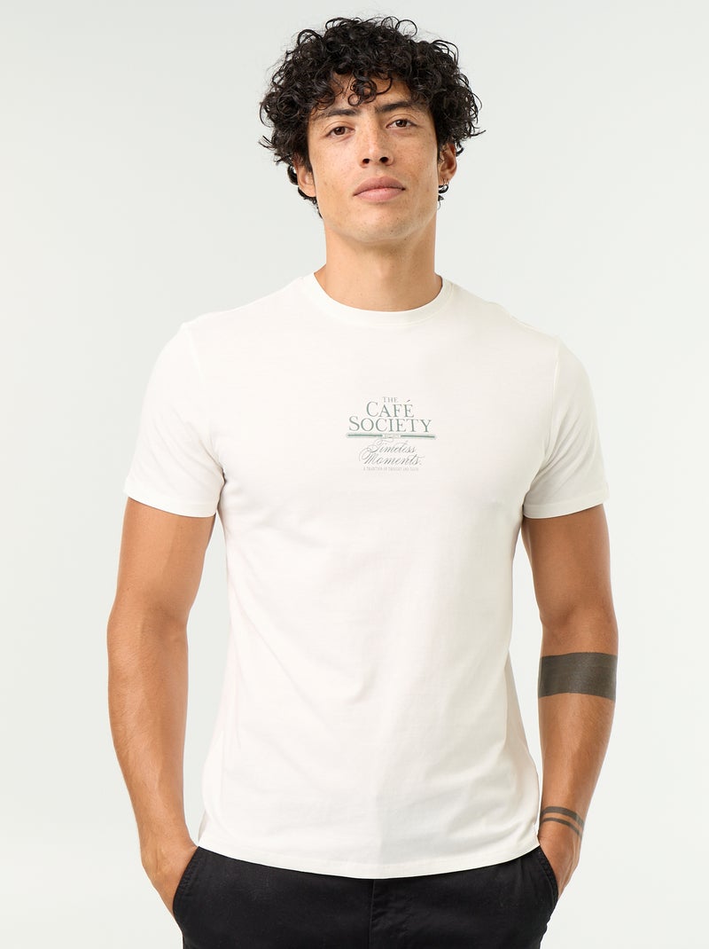 T-shirt con stampa fantasia a maniche corte Bianco - Kiabi