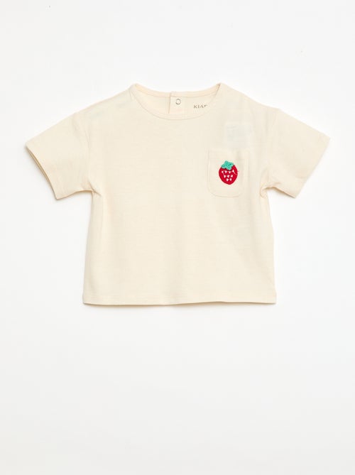 T-shirt con tasca fantasia e ricamo - Kiabi