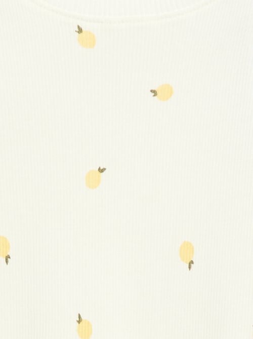 T-shirt côtelé à manches courtes volantées - Kiabi