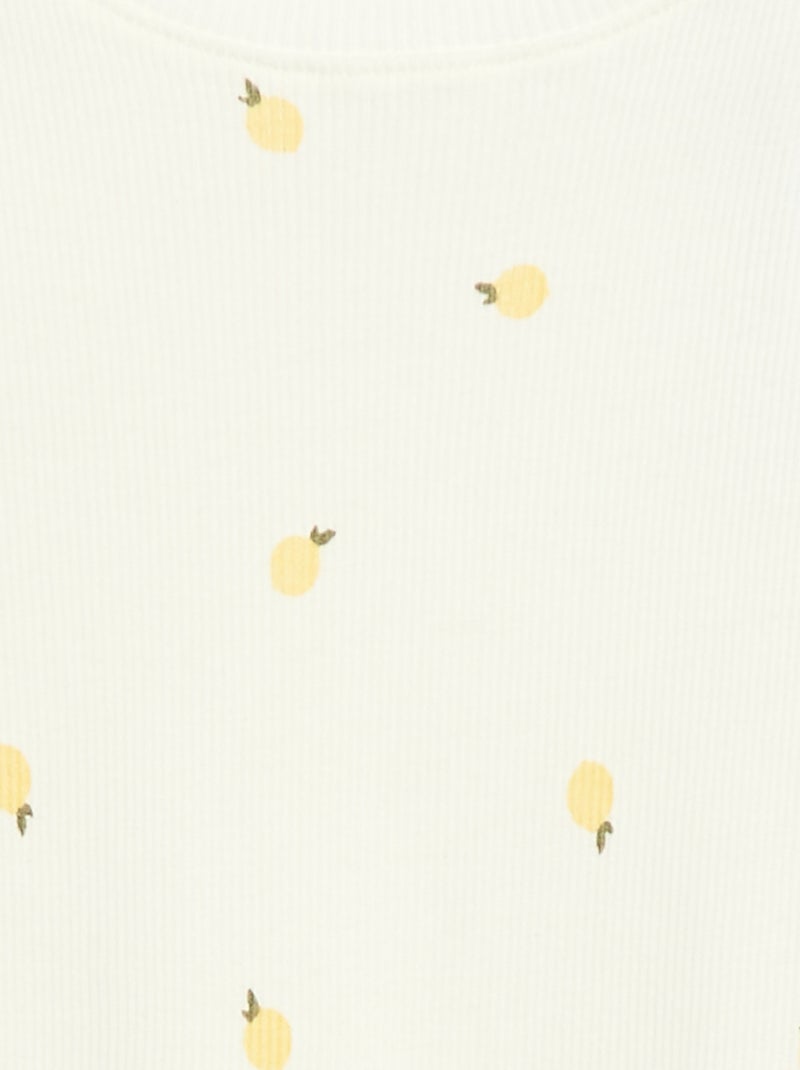 T-shirt côtelé à manches courtes volantées Blanc - Kiabi