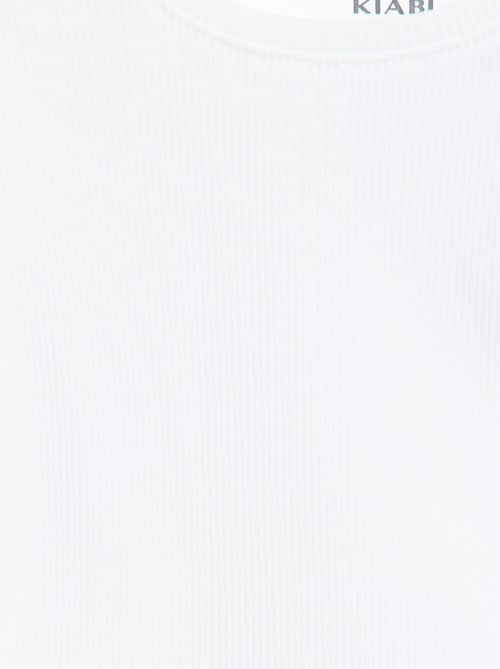 T-shirt côtelé à manches courtes volantées - Kiabi