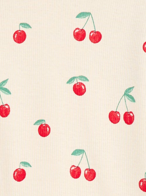 T-shirt côtelé à manches courtes volantées - Kiabi