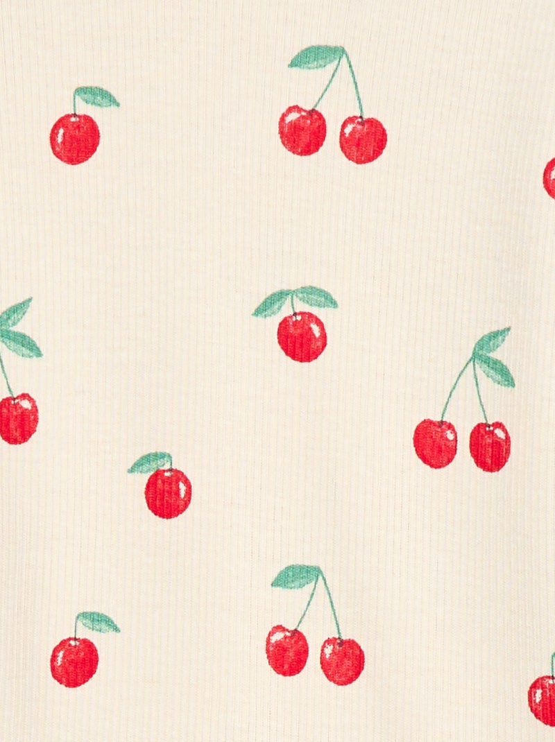 T-shirt côtelé à manches courtes volantées Blanc - Kiabi