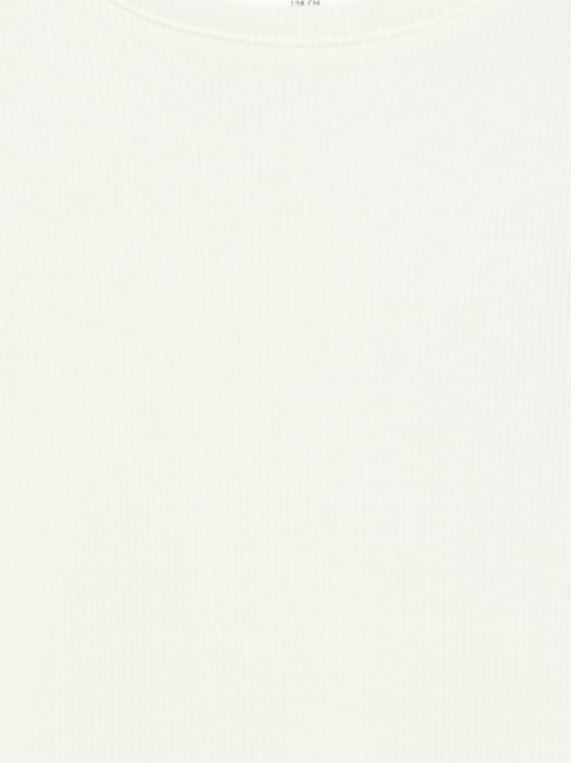 T-shirt côtelé à manches volantées Blanc - Kiabi