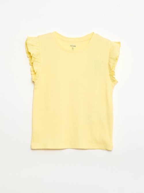 T-shirt côtelé à manches volantées - Kiabi