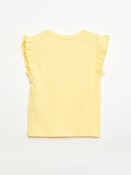 T-shirt côtelé à manches volantées - Kiabi