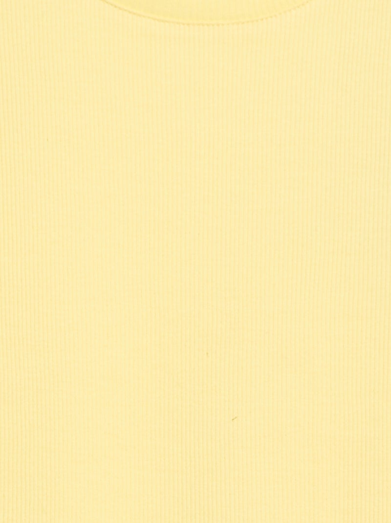 T-shirt côtelé à manches volantées Jaune - Kiabi