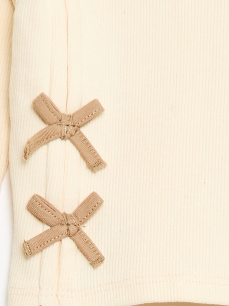 T-shirt côtelé à rayures Blanc - Kiabi