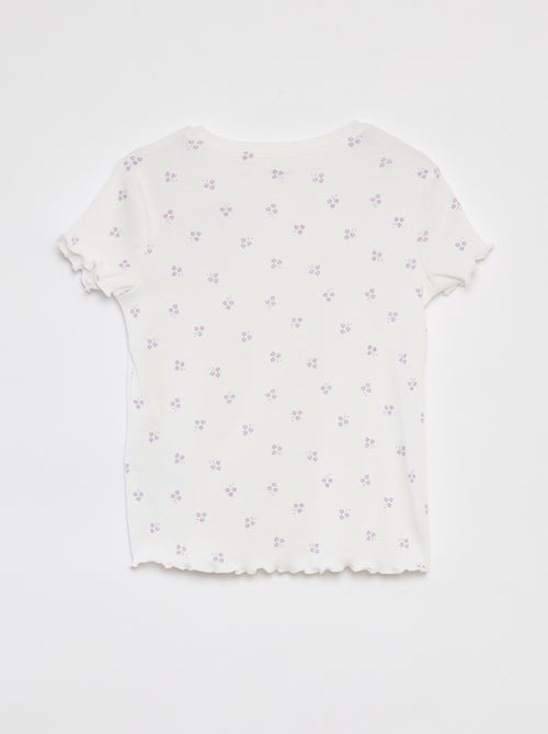 T-shirt côtelé avec bords ondulés et motifs - Kiabi