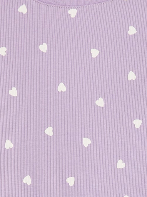 T-shirt côtelé avec bords ondulés et motifs - Kiabi