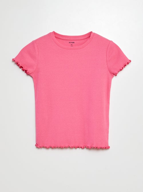 T-shirt côtelé bords ondulés - Kiabi