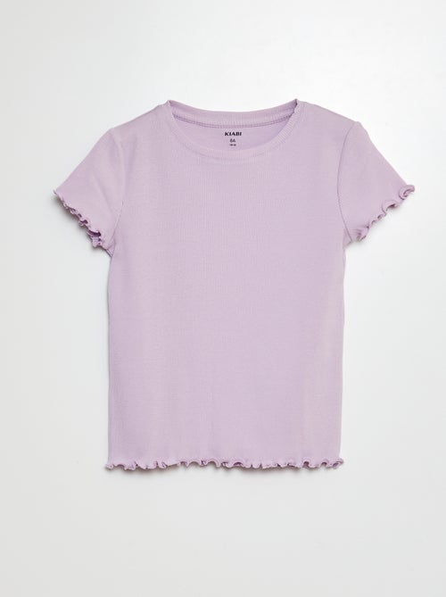 T-shirt côtelé bords ondulés - Kiabi