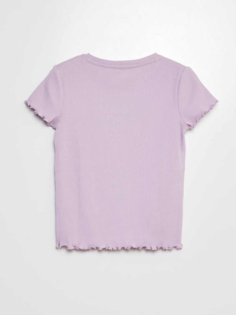 T-shirt côtelé bords ondulés VIOLET - Kiabi