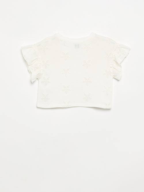 T-shirt crop con ricamo sangallo - Kiabi
