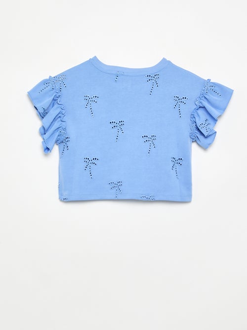 T-shirt crop con ricamo sangallo - Kiabi