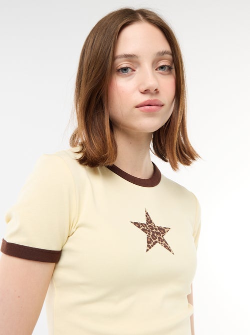 T-shirt cropped con stampa - Kiabi