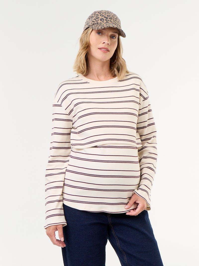 T-shirt da allattamento a maniche lunghe Bianco - Kiabi