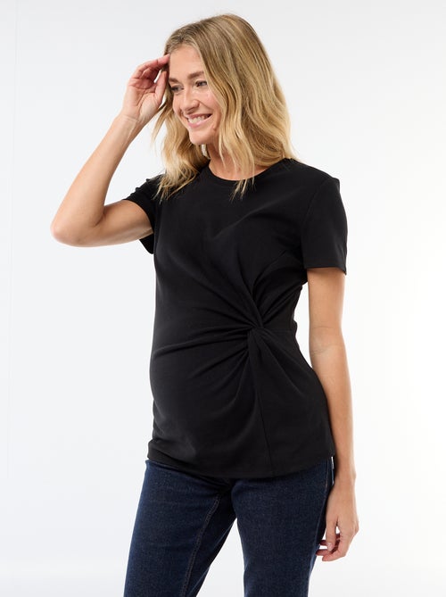 T-shirt de maternité avec col rond drapé - Kiabi
