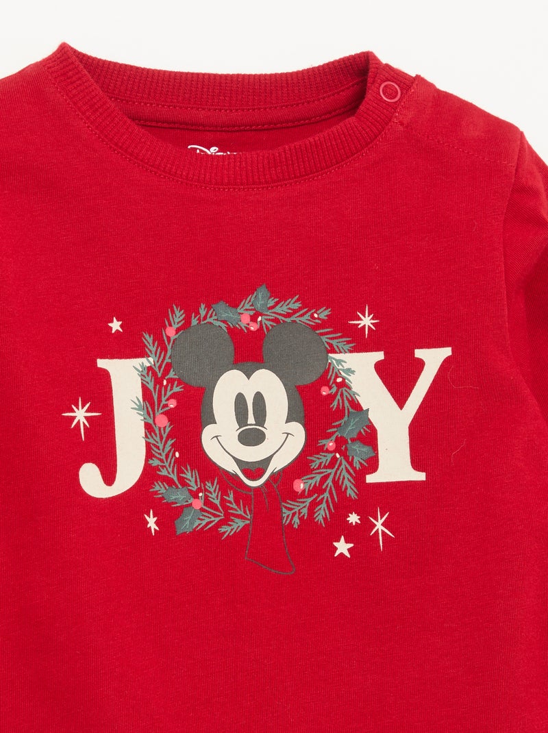 T-shirt de Noël à manches longues 'Disney' 'Mickey' Rouge - Kiabi