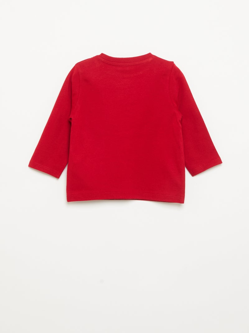 T-shirt de Noël à manches longues 'Disney' 'Mickey' Rouge - Kiabi