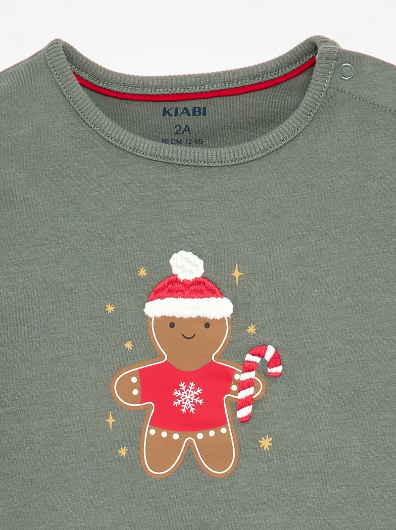 T-shirt de Noël à manches longues Vert - Kiabi