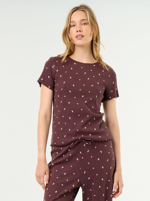 T-shirt de pyjama en maille côtelée - Kiabi