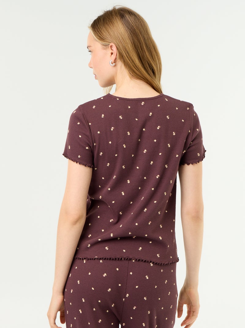 T-shirt de pyjama en maille côtelée Rouge - Kiabi