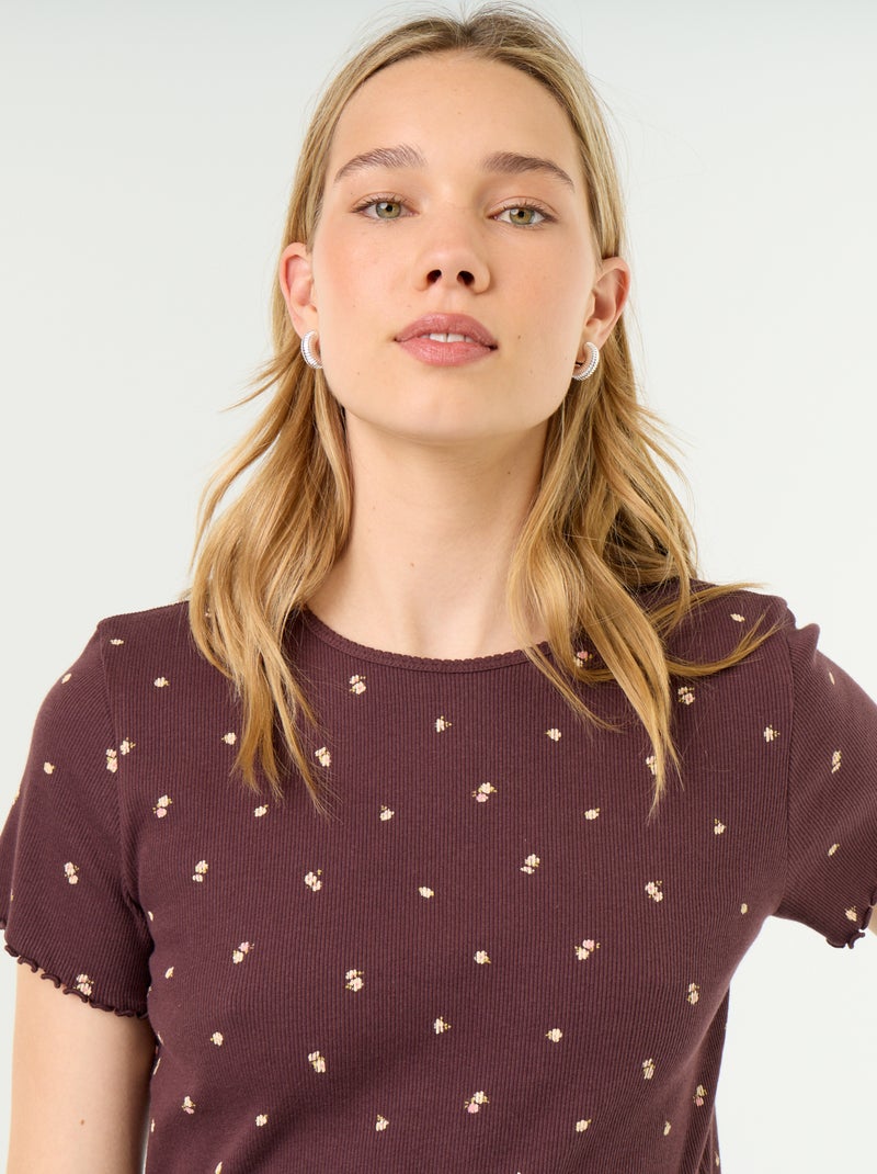 T-shirt de pyjama en maille côtelée Rouge - Kiabi