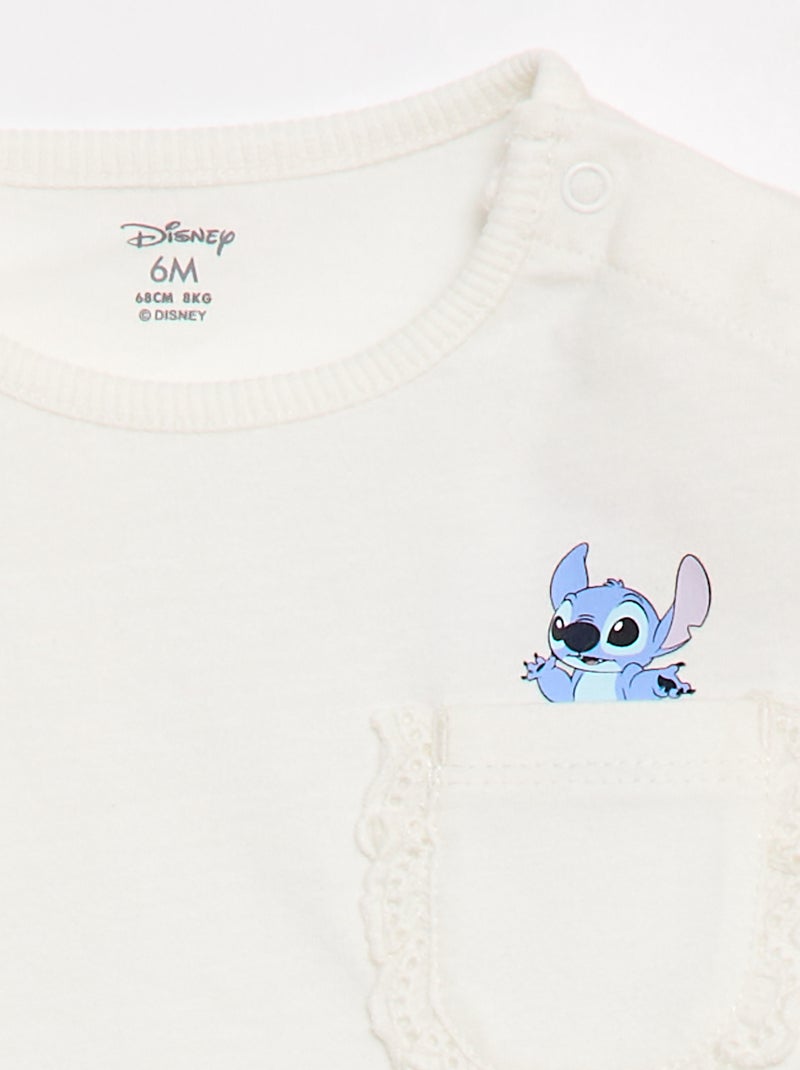 T-shirt 'Disney' à manches courtes et poche volantée Blanc - Kiabi