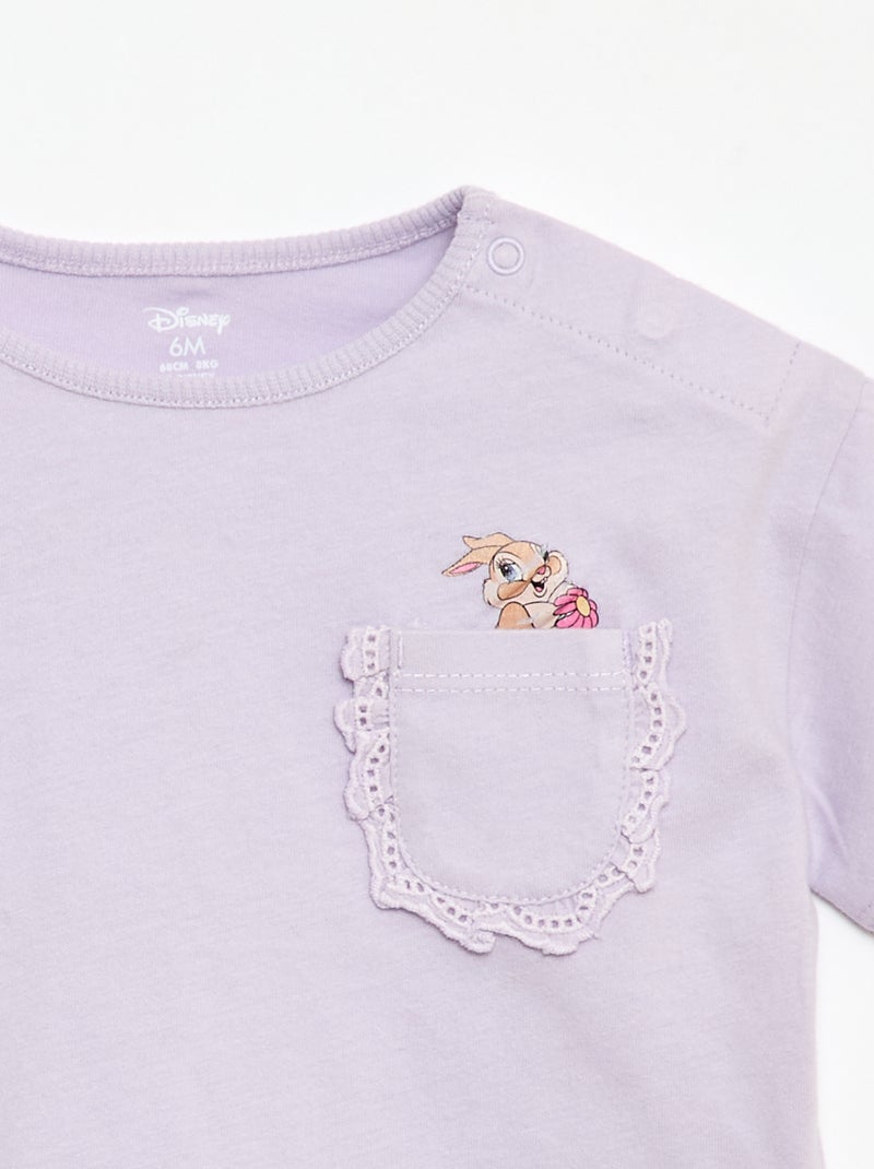 T-shirt 'Disney' a maniche corte e tasca a balze Viola - Kiabi