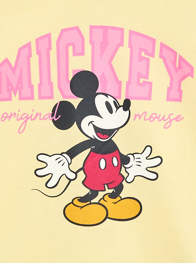T-shirt 'Disney' 'Mickey' in cotone tinta unita Giallo - Kiabi
