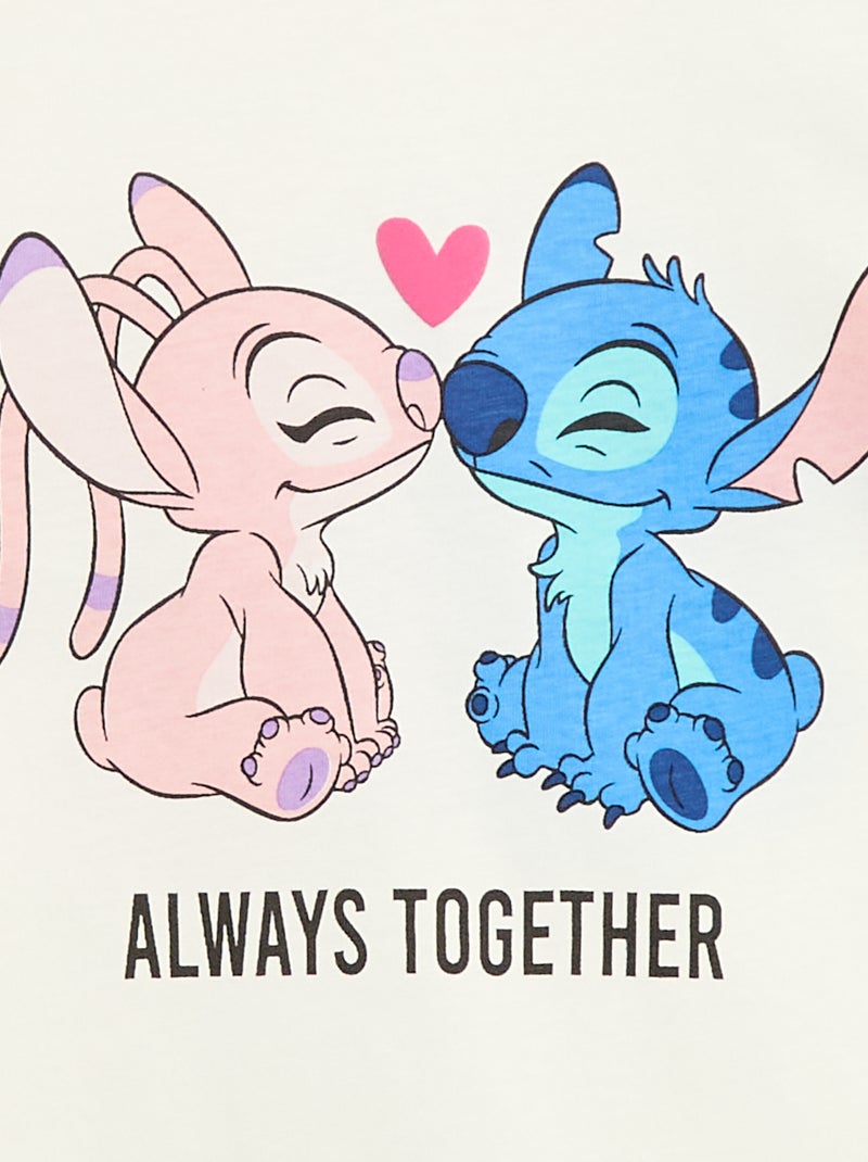 T-shirt 'Disney' 'Stitch & Angel' en coton uni Blanc - Kiabi