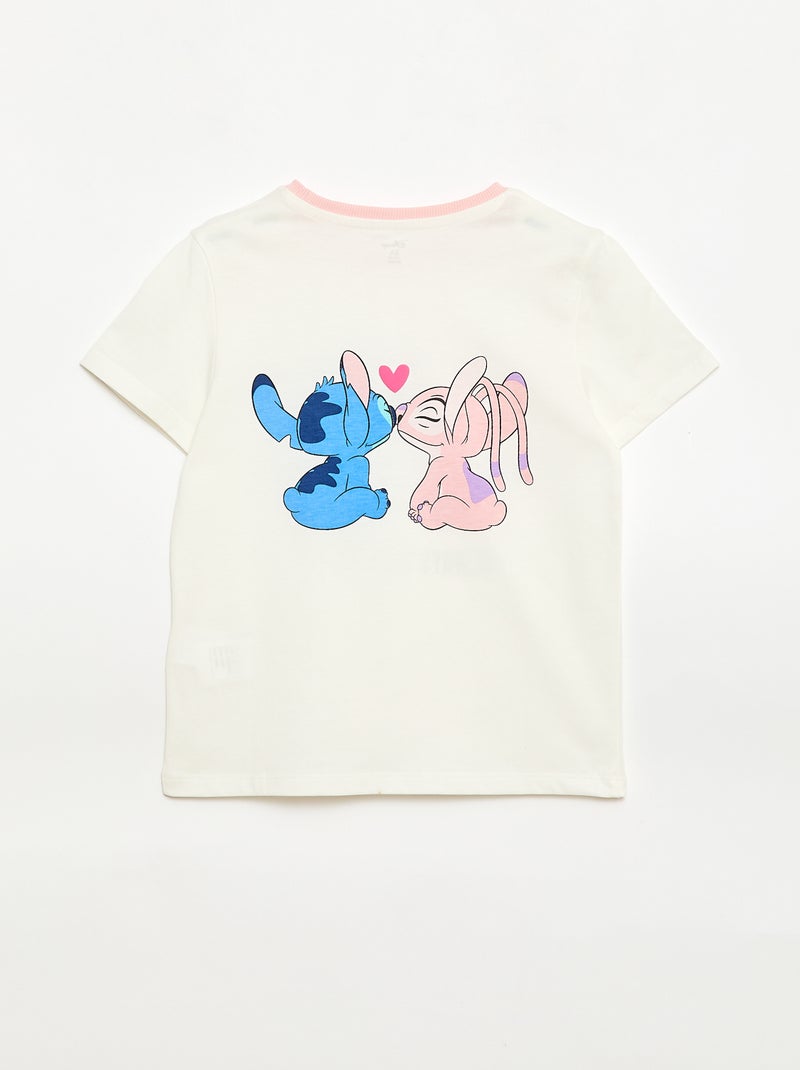 T-shirt 'Disney' 'Stitch & Angel' in cotone tinta unita Bianco - Kiabi