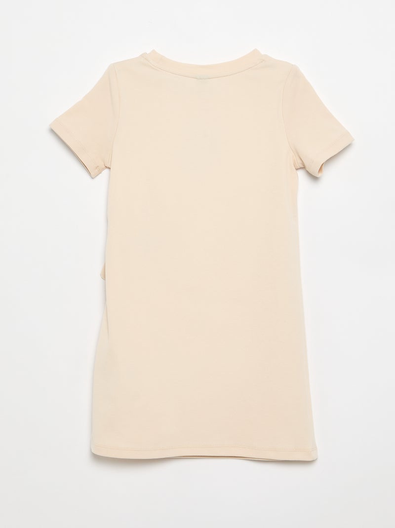 T-shirt dress with side knot Beige - Kiabi