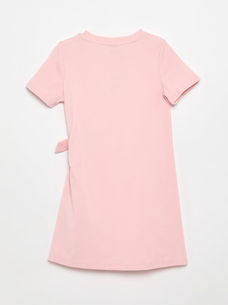 T-shirt dress with side knot Pink - Kiabi