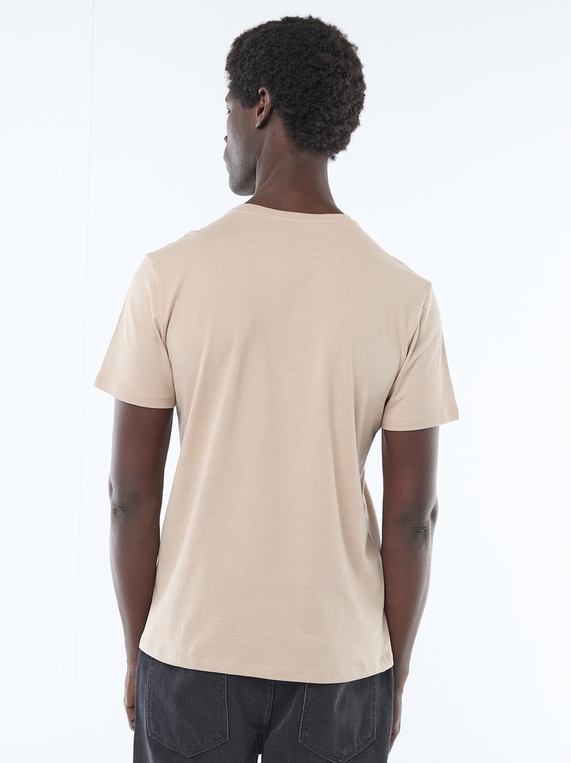 T-shirt droit en jersey uni Beige - Kiabi