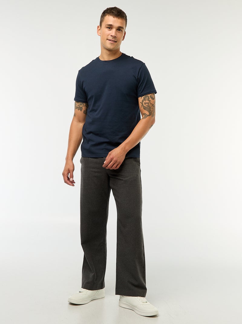 T-shirt droit en jersey uni Bleu marine - Kiabi