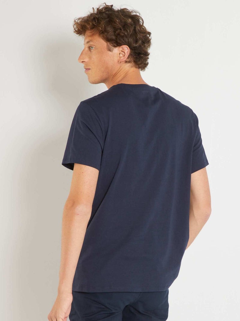 T-shirt droit en jersey uni Bleu marine - Kiabi