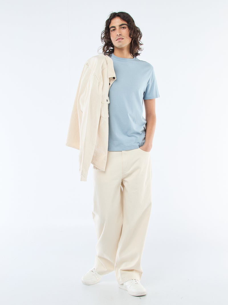 T-shirt droit en jersey uni Bleu - Kiabi