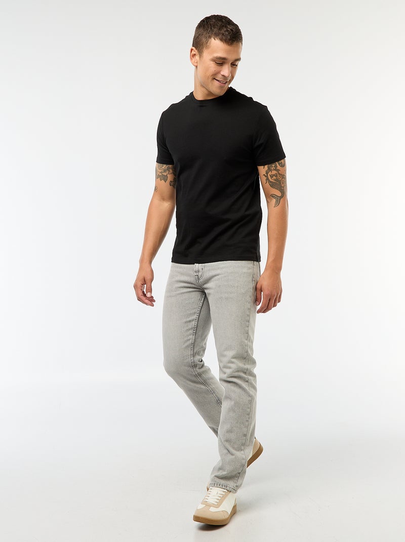 T-shirt droit en jersey uni Noir - Kiabi